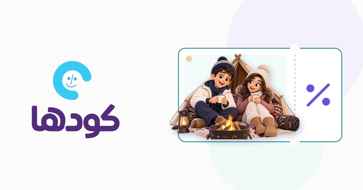 رسم بياني وتوضيحي من منصة كودها يشرح دليلك الشامل لشراء المدافئ والأجهزة الكهربائية الشتوية بأعلى نسبة خصم لعام 2026